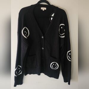 Elan Smiley Face Cardigan Size L